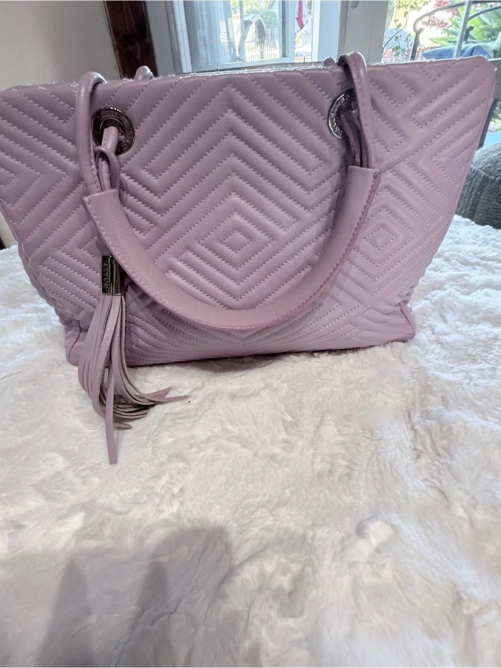 Bally Quilted Lavender Manuela Tote with Tassel